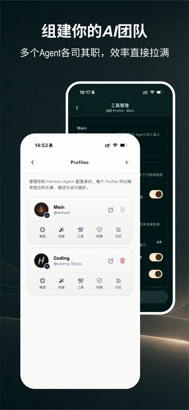 管理 Agent Profile、工具、权限和记忆